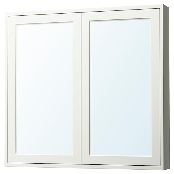 TÄNNFORSEN - Mirror cabinet with doors, white, 100x15x95 cm - best price from Maltashopper.com 00555250