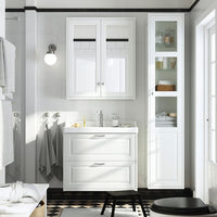 TÄNNFORSEN - Mirror cabinet with doors, white, 80x15x95 cm - best price from Maltashopper.com 10535129
