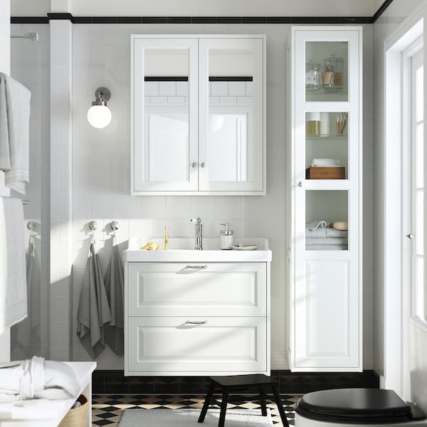 Ikea TÄNNFORSEN - Mirror cabinet with doors, white, 80x15x95 cm