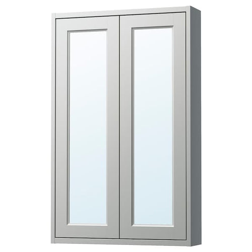 TÄNNFORSEN - Mirror cabinet with doors, light grey,60x15x95 cm
