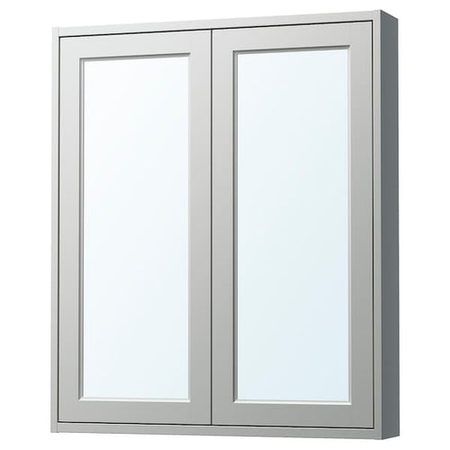 TÄNNFORSEN - Mirror cabinet with doors, light grey,80x15x95 cm