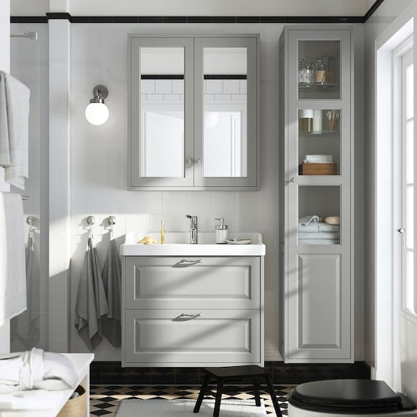 Ikea TÄNNFORSEN - Mirror cabinet with doors, light grey,80x15x95 cm