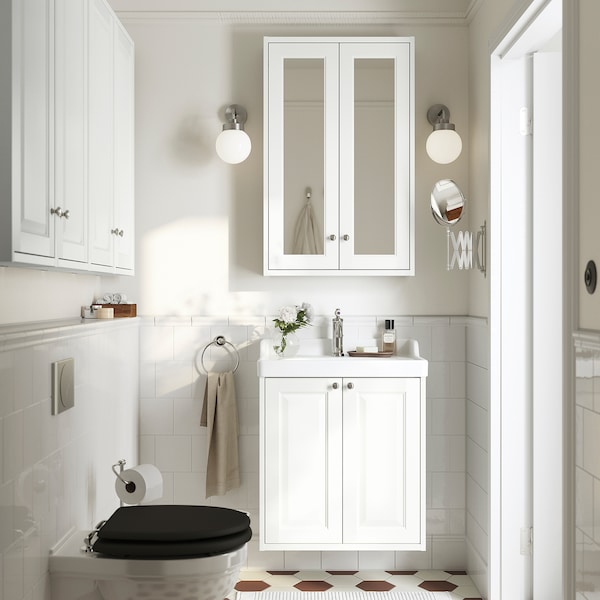 TÄNNFORSEN - Wash-stand with doors, white, 60x48x63 cm - best price from Maltashopper.com 20535124