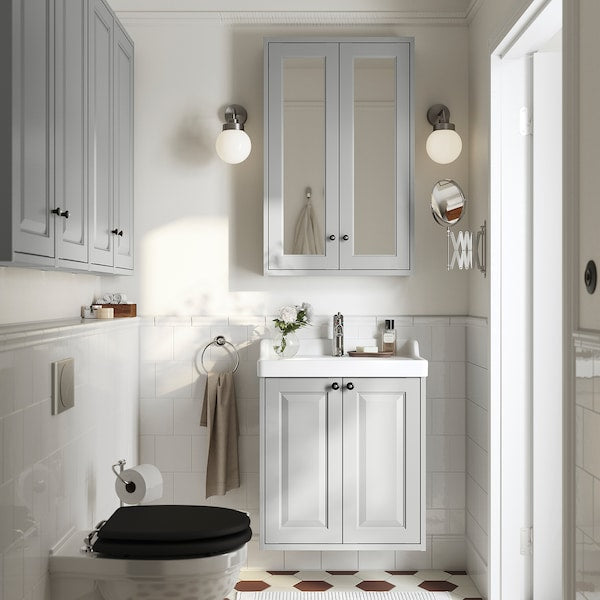 TÄNNFORSEN - Washbasin cabinet with doors, light grey,60x48x63 cm - best price from Maltashopper.com 50535127