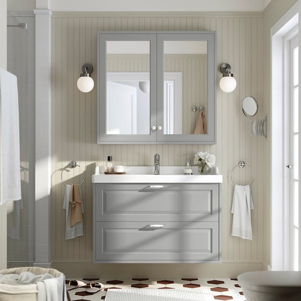 Ikea TÄNNFORSEN - Washbasin cabinet with drawers, light grey,100x48x63 cm