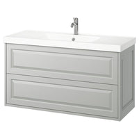 TÄNNFORSEN / ORRSJÖN wash-stnd w drawers/wash-basin/tap, light grey, 122x49x69 cm