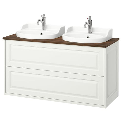 TÄNNFORSEN / RUTSJÖN - Washing/drawer/mixer cabinet, white/brown walnut effect,122x49x76 cm