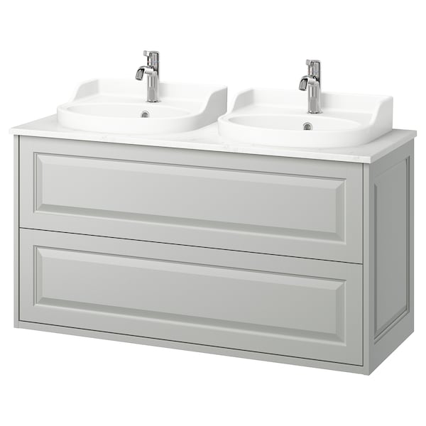 TÄNNFORSEN / RUTSJÖN - Washing/drawer/blender cabinet, light grey/white marble effect,122x49x76 cm - best price from Maltashopper.com 89514100