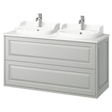 TÄNNFORSEN / RUTSJÖN wash-stnd w drawers/wash-basin/taps, light grey/white marble effect, 122x49x76 cm