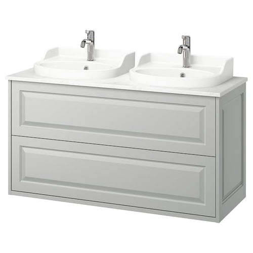 TÄNNFORSEN / RUTSJÖN - Washing/drawer/blender cabinet, light grey/white marble effect,122x49x76 cm