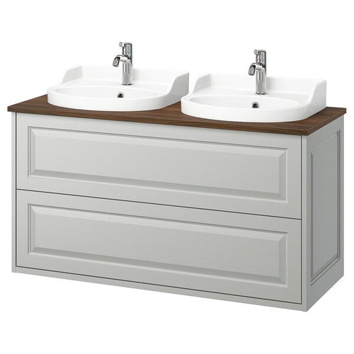 TÄNNFORSEN / RUTSJÖN - Wash/drawer/blender cabinet, light grey/brown walnut effect,122x49x76 cm