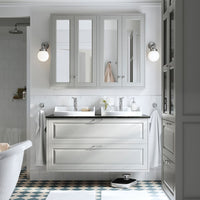 TÄNNFORSEN / RUTSJÖN - Washbasin/drawer/mixer cabinet, light grey/black marble effect,122x49x76 cm - best price from Maltashopper.com 99521614