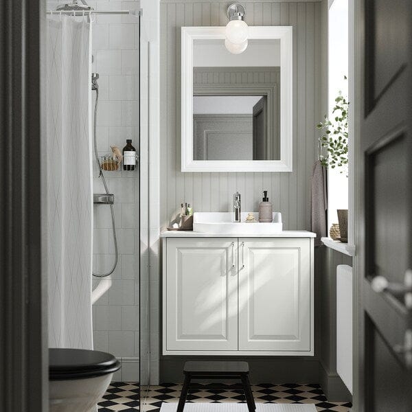 Ikea TÄNNFORSEN / RUTSJÖN - Washbasin/ante/washbasin/miscelat unit, white/marble effect, 82x49x76 cm
