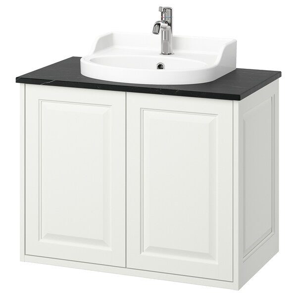 TÄNNFORSEN / RUTSJÖN - Washbasin/sink/black marble-effect vanity unit,82x49x76 cm - best price from Maltashopper.com 59529990