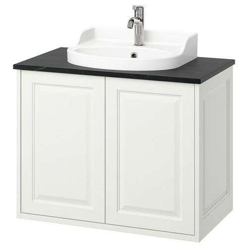 TÄNNFORSEN / RUTSJÖN - Washbasin/sink/black marble-effect vanity unit,82x49x76 cm