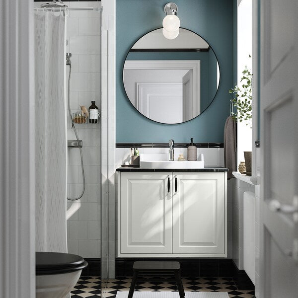 TÄNNFORSEN / RUTSJÖN - Washbasin/sink/black marble-effect vanity unit,82x49x76 cm - best price from Maltashopper.com 59529990