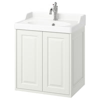 TÄNNFORSEN / RUTSJÖN wash-stnd w doors/wash-basin/tap, white, 62x49x74 cm