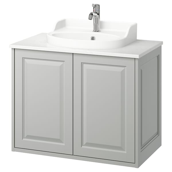 TÄNNFORSEN / RUTSJÖN - Washbasin / washbasin unit/miscelat, light grey/white marble effect,82x49x76 cm - best price from Maltashopper.com 79529989