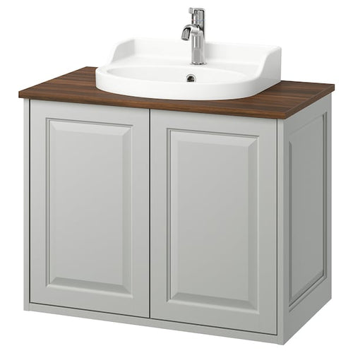 TÄNNFORSEN / RUTSJÖN - Washbasin/sink unit/blender, light grey/brown walnut effect,82x49x76 cm