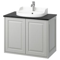 TÄNNFORSEN / RUTSJÖN - Washbasin/sink/black marble-effect cabinet, light grey/black, 82x49x76 cm - best price from Maltashopper.com 39529991