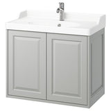 TÄNNFORSEN / RUTSJÖN wash-stnd w doors/wash-basin/tap, light grey, 82x49x74 cm