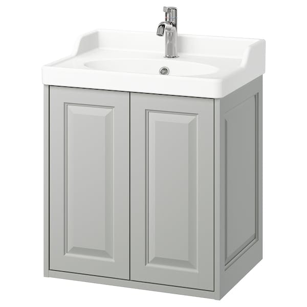 TÄNNFORSEN / RUTSJÖN - Washbasin / washbasin unit/mixer, light grey,62x49x74 cm