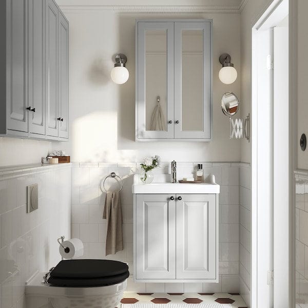 Ikea TÄNNFORSEN / RUTSJÖN - Washbasin / washbasin unit/mixer, light grey,62x49x74 cm