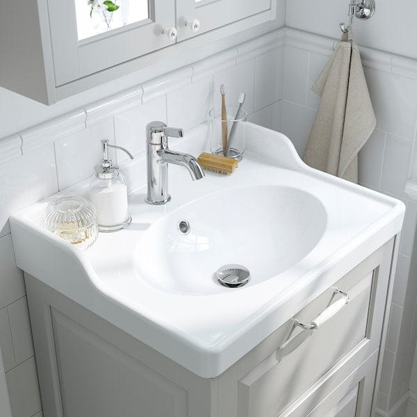 Ikea TÄNNFORSEN / RUTSJÖN - Washbasin / washbasin unit/mixer, light grey,62x49x74 cm