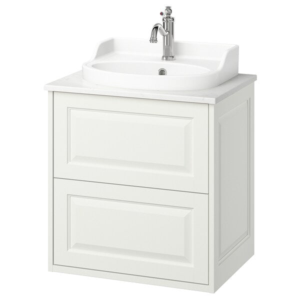 TÄNNFORSEN / RUTSJÖN - Washbasin/drawer/misc cabinet, white/white marble effect,62x49x76 cm - best price from Maltashopper.com 49513975