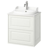 TÄNNFORSEN / RUTSJÖN wash-stnd w drawers/wash-basin/tap, white/white marble effect, 62x49x76 cm