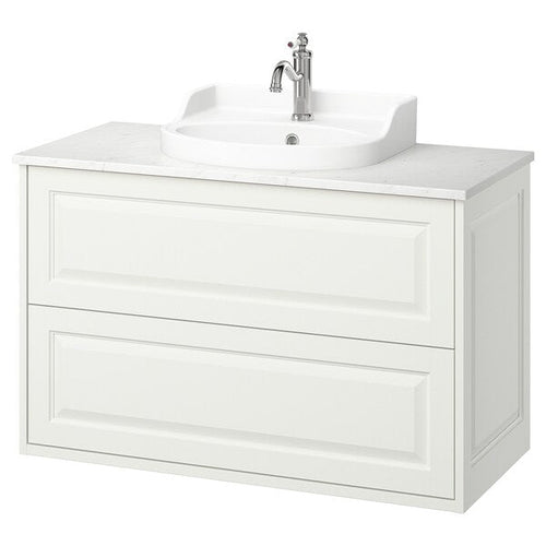 TÄNNFORSEN / RUTSJÖN - Washbasin/drawer unit/misc, white/white marble effect,102x49x76 cm