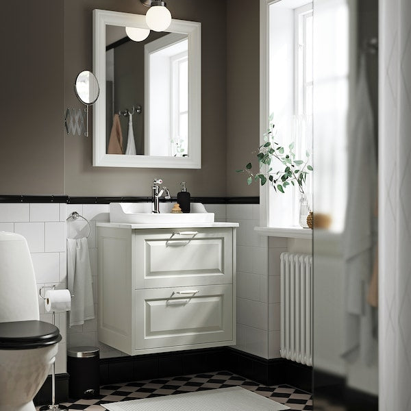 TÄNNFORSEN / RUTSJÖN - Washbasin/drawer/misc cabinet, white/white marble effect,62x49x76 cm - best price from Maltashopper.com 49513975