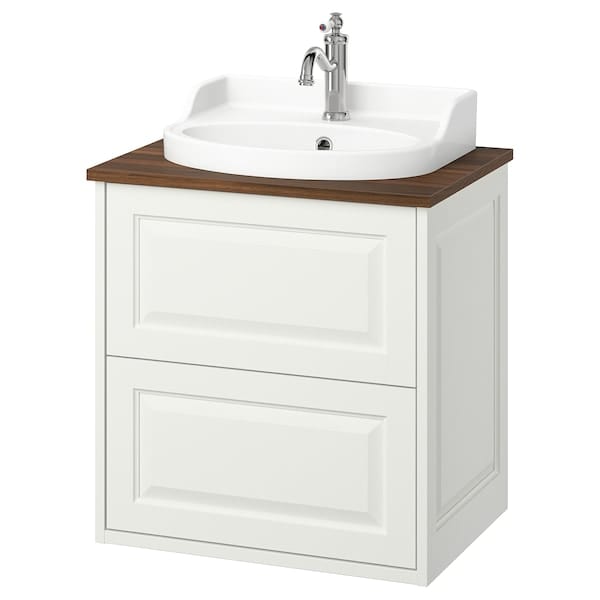 Ikea TÄNNFORSEN / RUTSJÖN - Washbasin/drawer unit/misc, white/brown walnut effect,62x49x76 cm