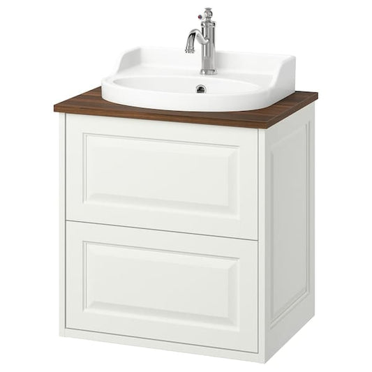 Ikea TÄNNFORSEN / RUTSJÖN - Washbasin/drawer unit/misc, white/brown walnut effect,62x49x76 cm