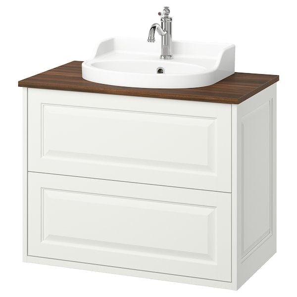 TÄNNFORSEN / RUTSJÖN - Washbasin/drawer unit/misc, white/brown walnut effect,82x49x76 cm