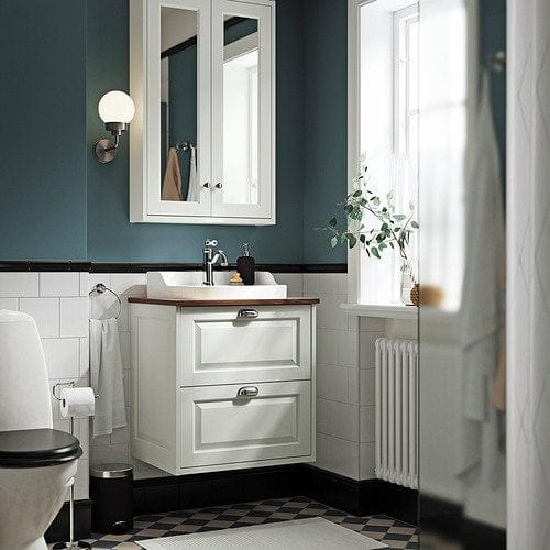 Ikea TÄNNFORSEN / RUTSJÖN - Washbasin/drawer unit/misc, white/brown walnut effect,62x49x76 cm