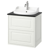 TÄNNFORSEN / RUTSJÖN wash-stnd w drawers/wash-basin/tap, white/black marble effect, 62x49x76 cm