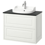 TÄNNFORSEN / RUTSJÖN wash-stnd w drawers/wash-basin/tap, white/black marble effect, 82x49x76 cm