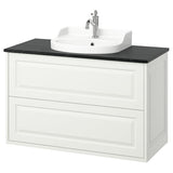 TÄNNFORSEN / RUTSJÖN wash-stnd w drawers/wash-basin/tap, white/black marble effect, 102x49x76 cm