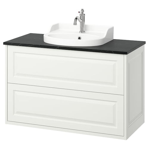 TÄNNFORSEN / RUTSJÖN - Washbasin/drawer/misc cabinet, white/black marble effect,102x49x76 cm