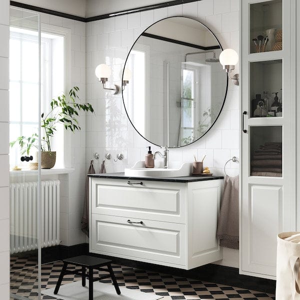 TÄNNFORSEN / RUTSJÖN - Washbasin/drawer/misc cabinet, white/black marble effect,102x49x76 cm - best price from Maltashopper.com 19514108