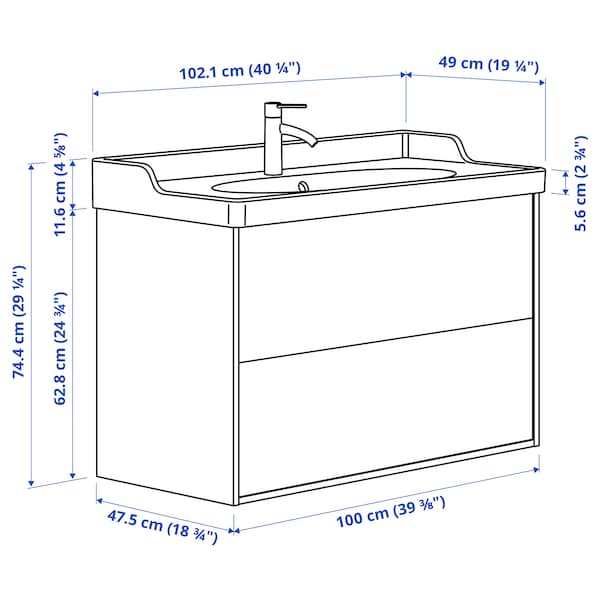 Ikea TÄNNFORSEN / RUTSJÖN - Washbasin/drawer unit/misc, white,102x49x74 cm