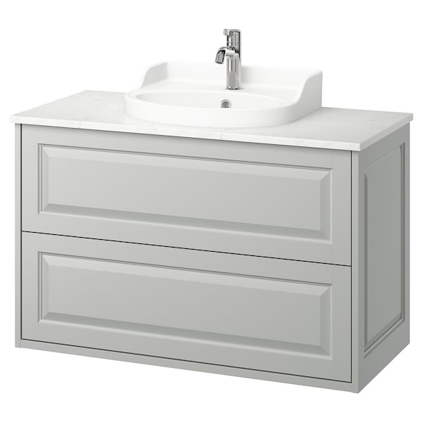 TÄNNFORSEN / RUTSJÖN - Washbasin/drawer unit/misc, light grey/white marble effect,102x49x76 cm - best price from Maltashopper.com 89521563