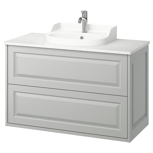 Ikea TÄNNFORSEN / RUTSJÖN - Washbasin/drawer unit/misc, light grey/white marble effect,102x49x76 cm