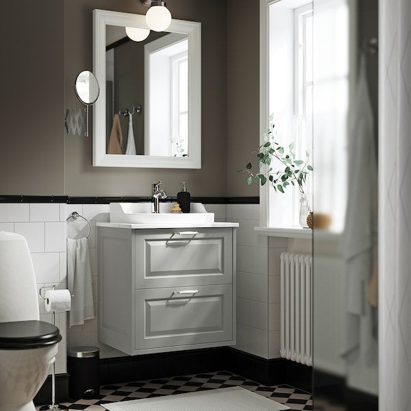 TÄNNFORSEN / RUTSJÖN - Washbasin/drawer/misc cabinet, light grey/white marble effect,62x49x76 cm - best price from Maltashopper.com 29521047