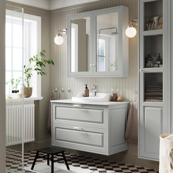 Ikea TÄNNFORSEN / RUTSJÖN - Washbasin/drawer unit/misc, light grey/white marble effect,102x49x76 cm