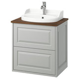 TÄNNFORSEN / RUTSJÖN wash-stnd w drawers/wash-basin/tap, light grey/brown walnut effect, 62x49x76 cm