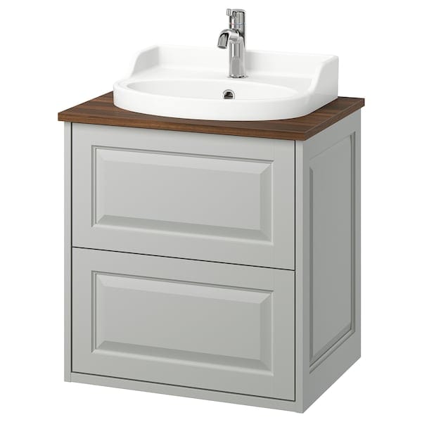 TÄNNFORSEN / RUTSJÖN - Washbasin/drawer unit/misc, light grey/brown walnut effect,62x49x76 cm