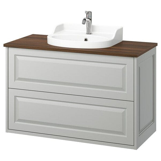 Ikea TÄNNFORSEN / RUTSJÖN - Washbasin/drawer unit/misc, light grey/brown walnut effect,102x49x76 cm
