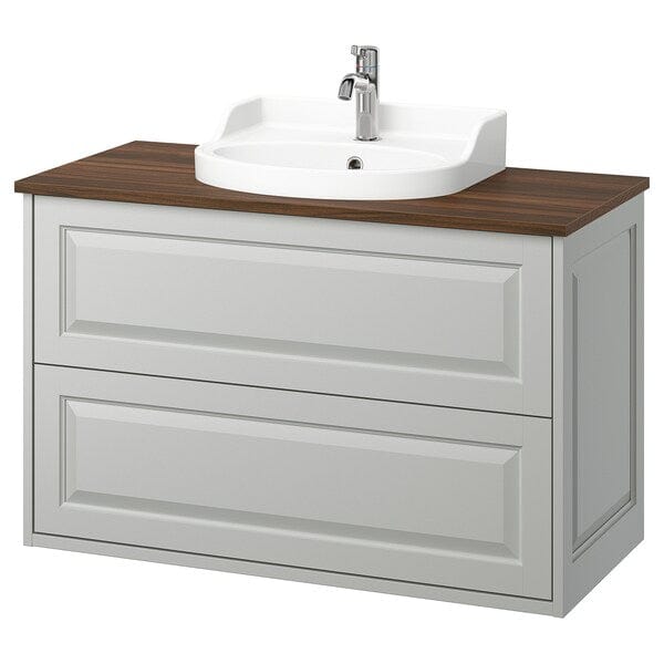 Ikea TÄNNFORSEN / RUTSJÖN - Washbasin/drawer unit/misc, light grey/brown walnut effect,102x49x76 cm